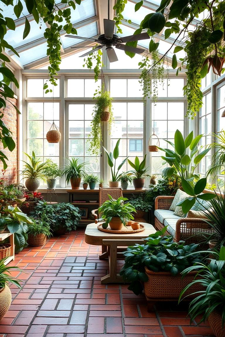 Urban Jungle Retreat - 24 Brick Floor Sunroom Ideas