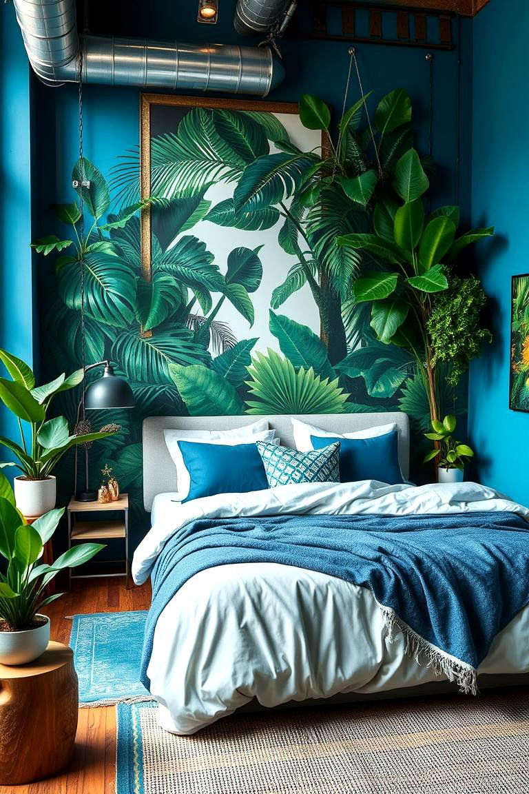 Urban Jungle Retreat - 24 blue and green bedroom ideas