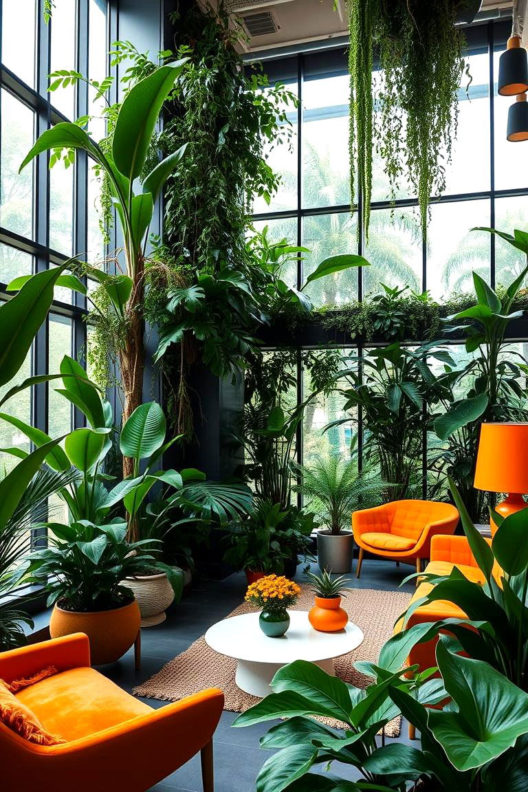 Urban Jungle Vibes - 24 Green and Orange Living Room Ideas