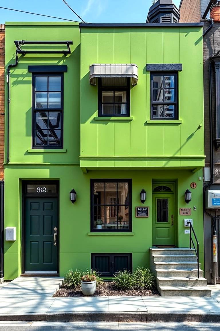 Urban Light Green Statement - 24 Light Green House Exterior Ideas