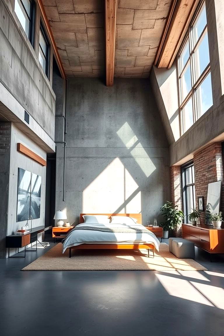Urban Loft Concrete Floor Bedroom Style - 24 Concrete Floor Bedroom Ideas