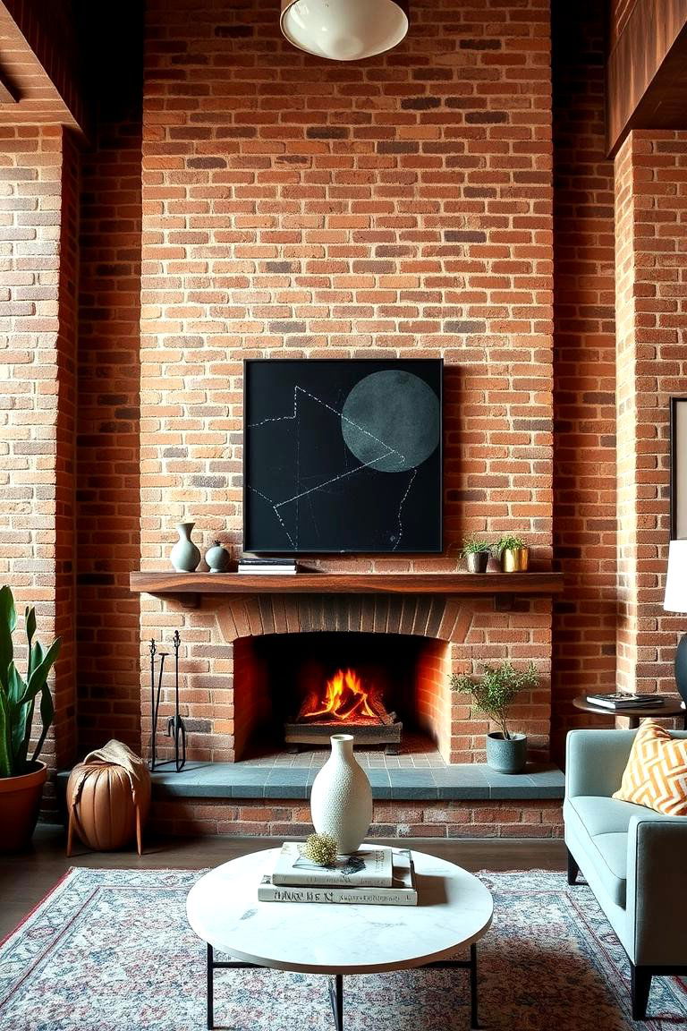 Urban Loft Exposed Brick Fireplace - 24 Corner Fireplace Ideas
