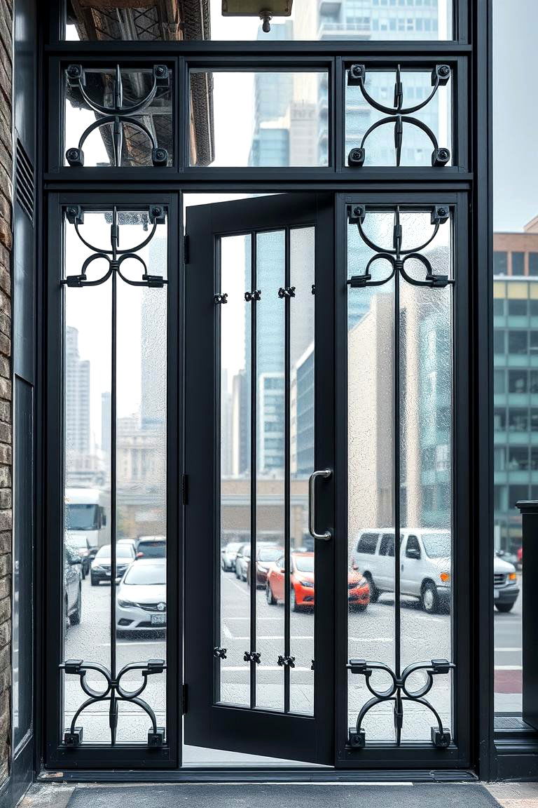 Urban Loft Glass Door with Exposed Iron - 24 Glass Front Doors Ideas