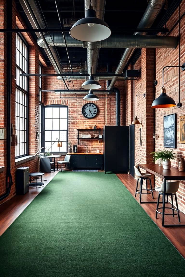 Urban Loft Living with a Green Carpet - 24 Green Carpet Living Room Ideas