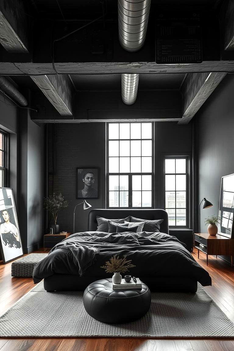 Urban Loft Style - 24 Dark Grey Bedroom Ideas