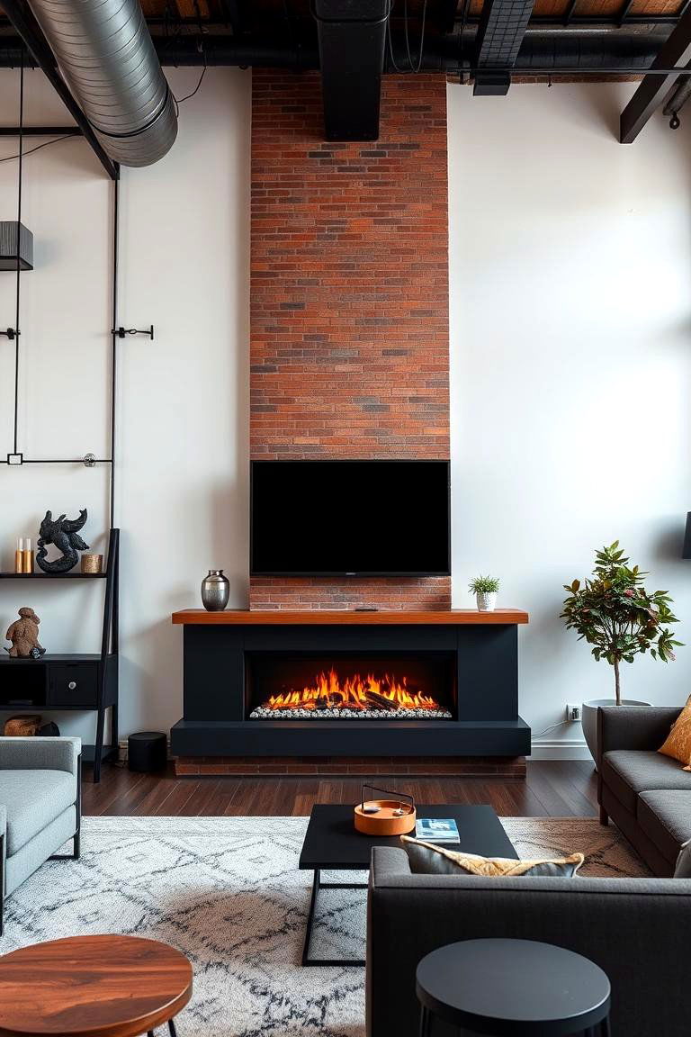 Urban Loft Vibe - 24 Electric Fireplace Ideas With Tv Above