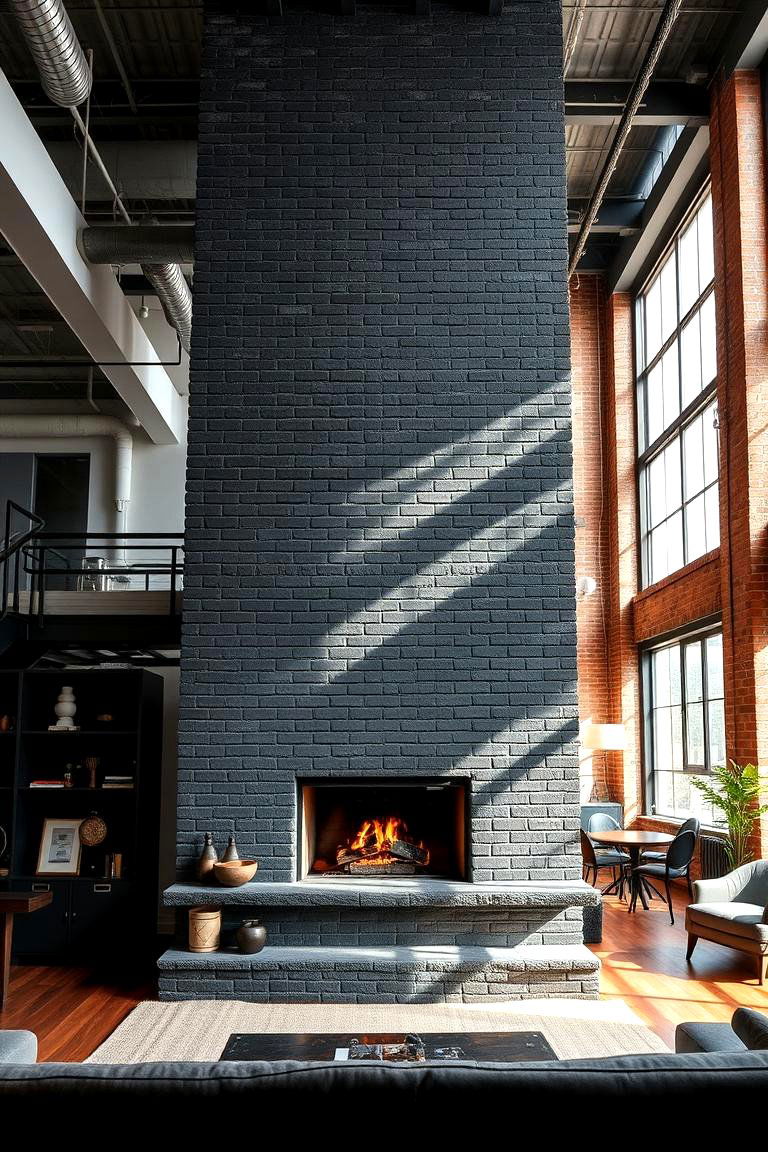 Urban Loft Vibes - 24 Black Brick Fireplace Ideas