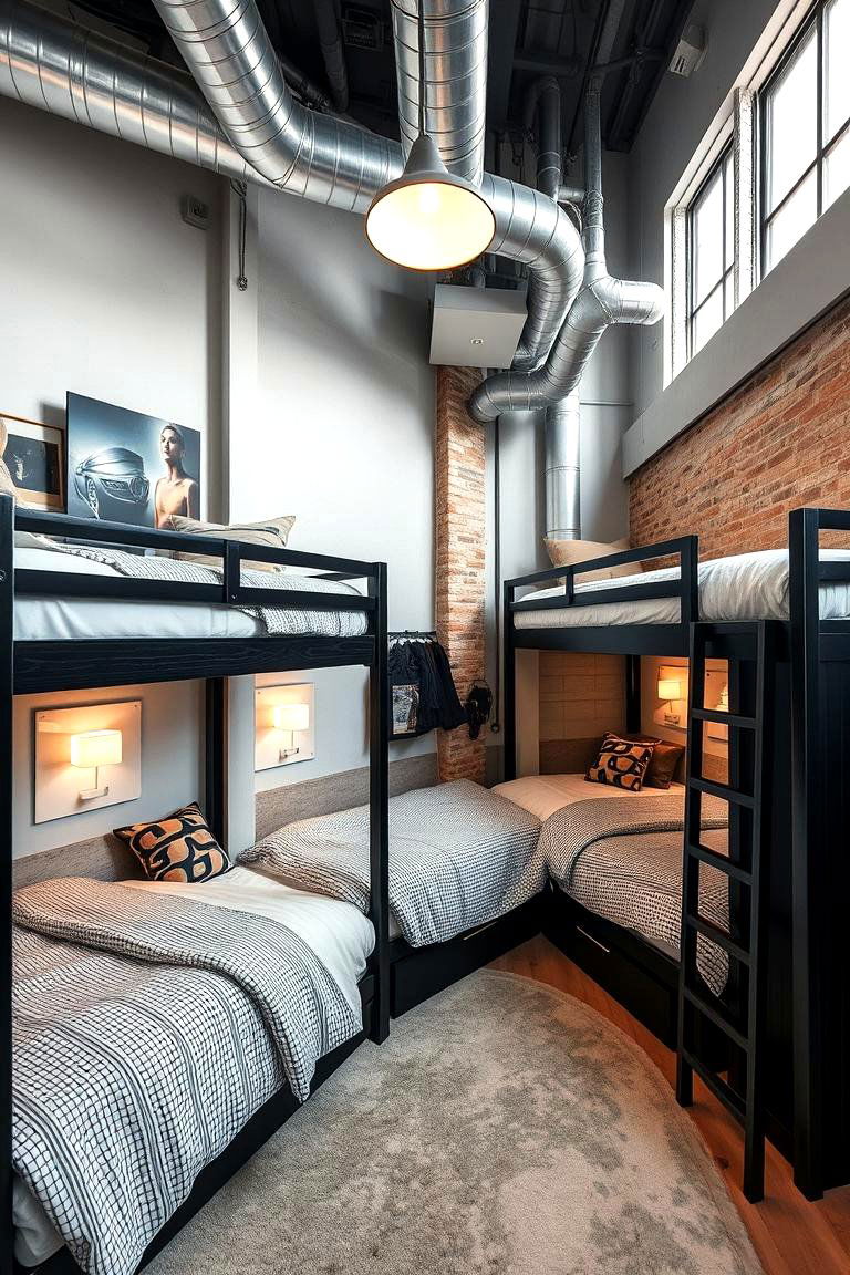 Urban Loft Vibes Bunk Room - 24 bunk room ideas