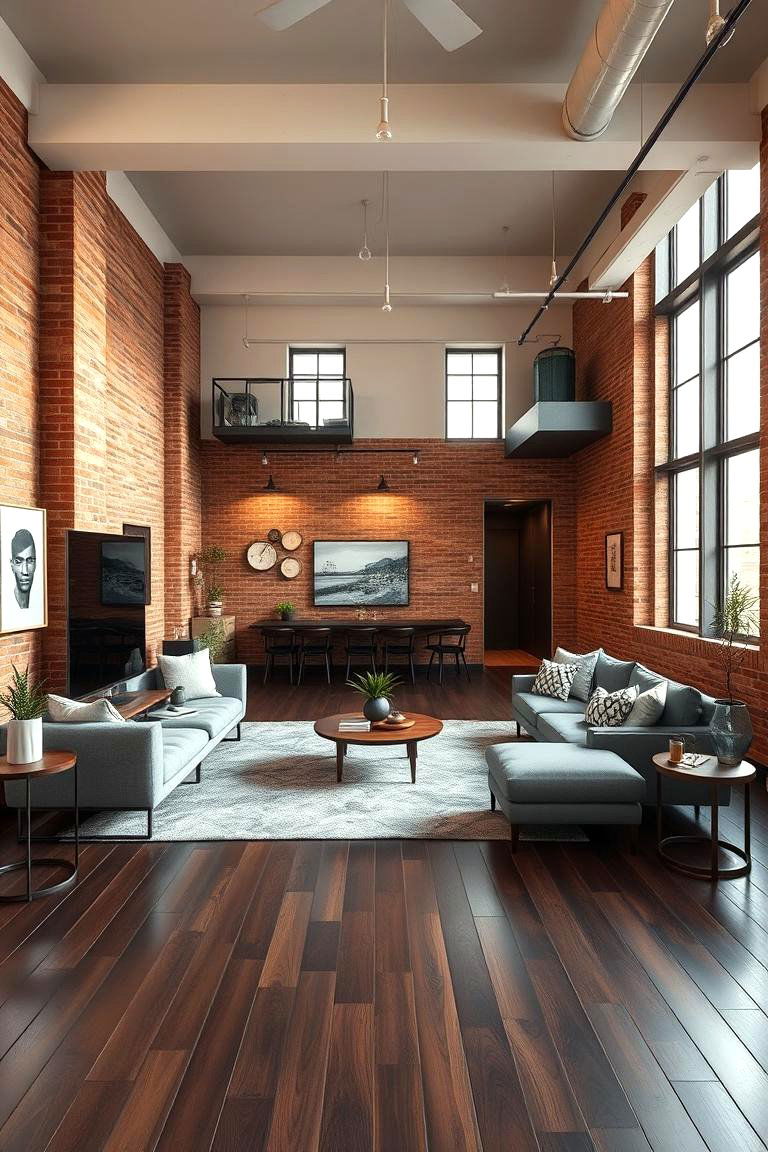 Urban Loft Vibes and Dark Floors - 24 Dark Brown Floor Living Room Ideas