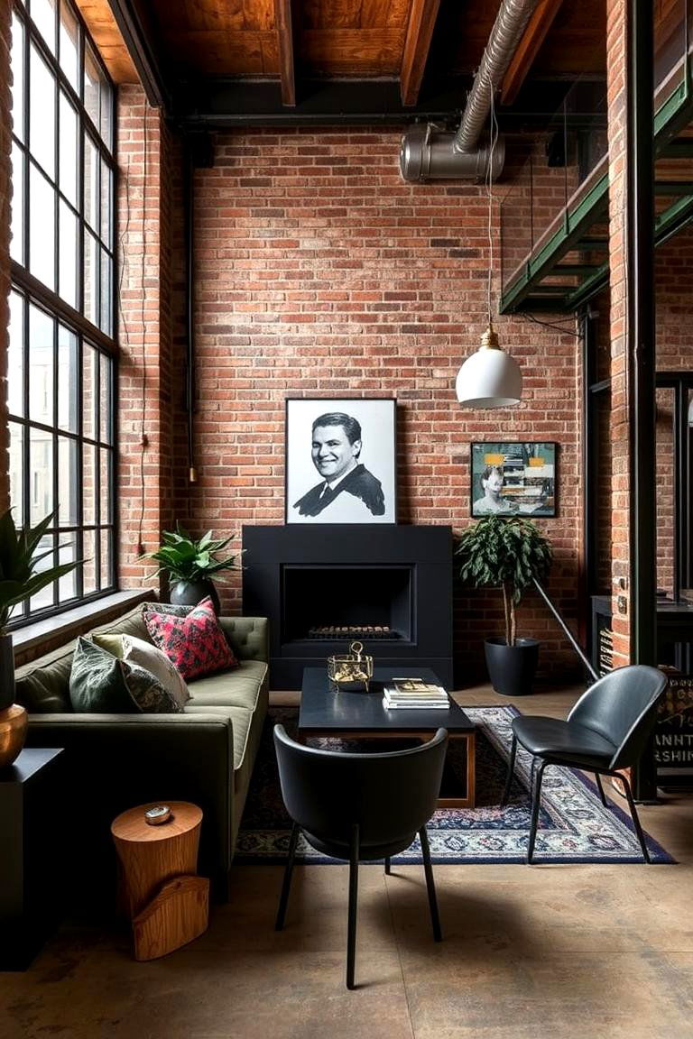 Urban Loft with Dark Olive Accents - 24 Dark Olive Green House Designs