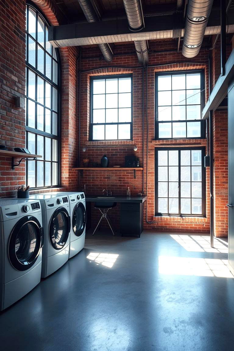 Urban Loft - 24 Brick Floor Laundry Room Ideas