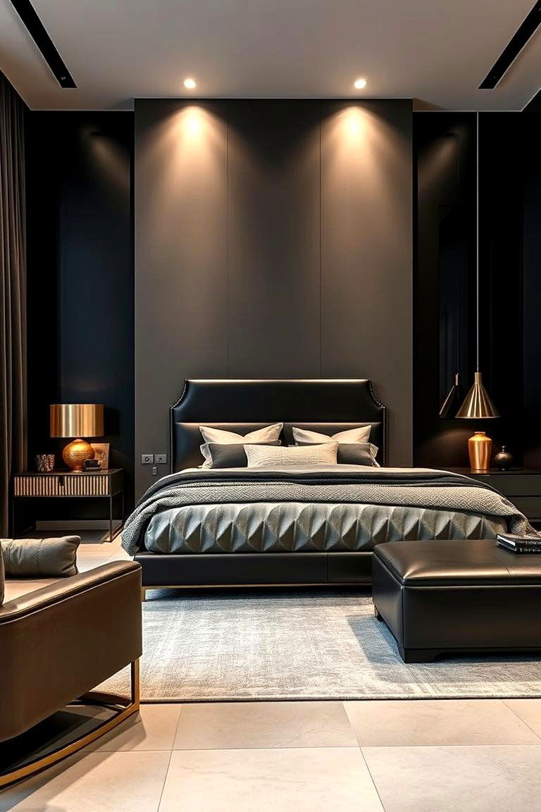Urban Luxe Atmosphere - 24 Black Accent Wall Bedroom Ideas