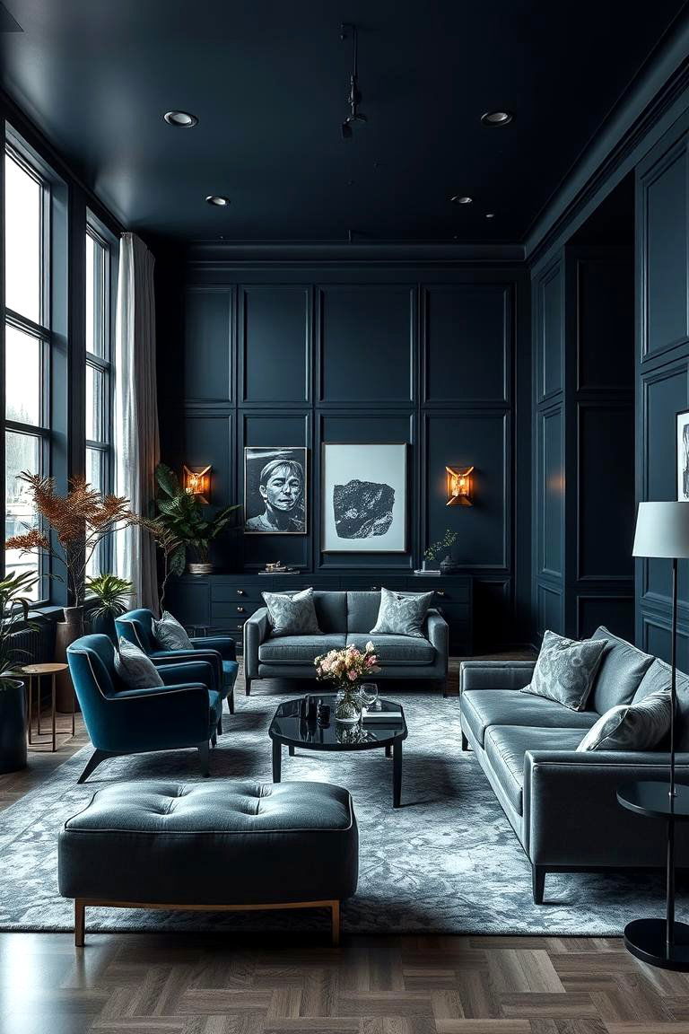 Urban Luxe Sophisticated Blue and Grey Blend - 24 Blue and Grey Living Room Ideas