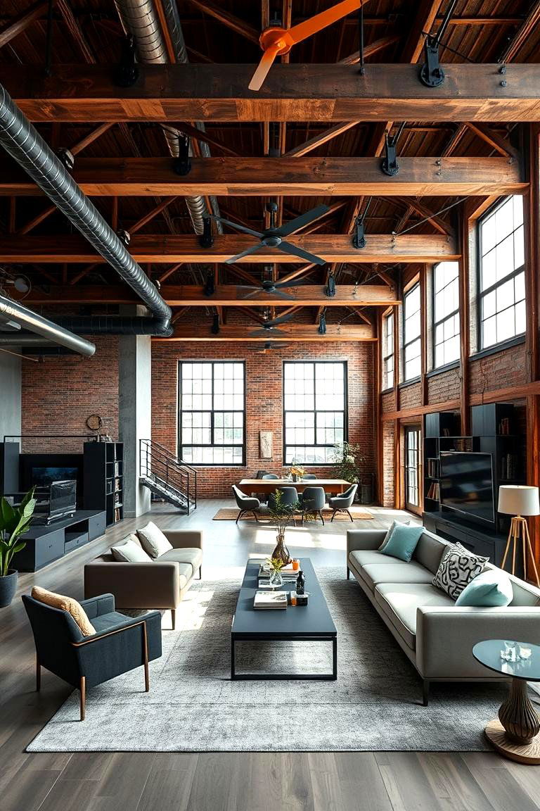 Urban Modern Loft - 24 Exposed Beam Living Room Ideas
