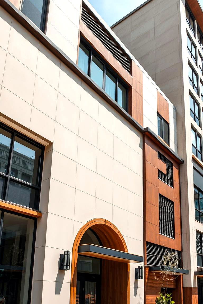 Urban Modern Look with Cream and Brown Elements - 24 Cream and Brown House Exterior Ideas