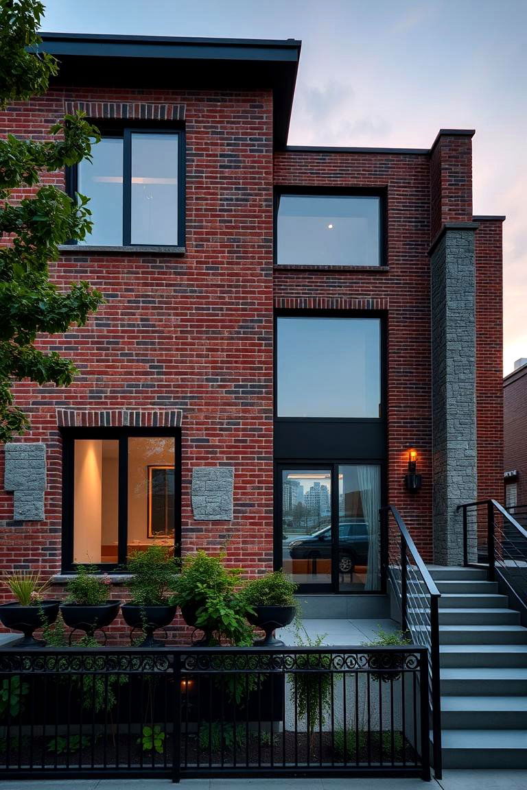 Urban Modern Sanctuary - 24 Brick Houses With Stone Accents