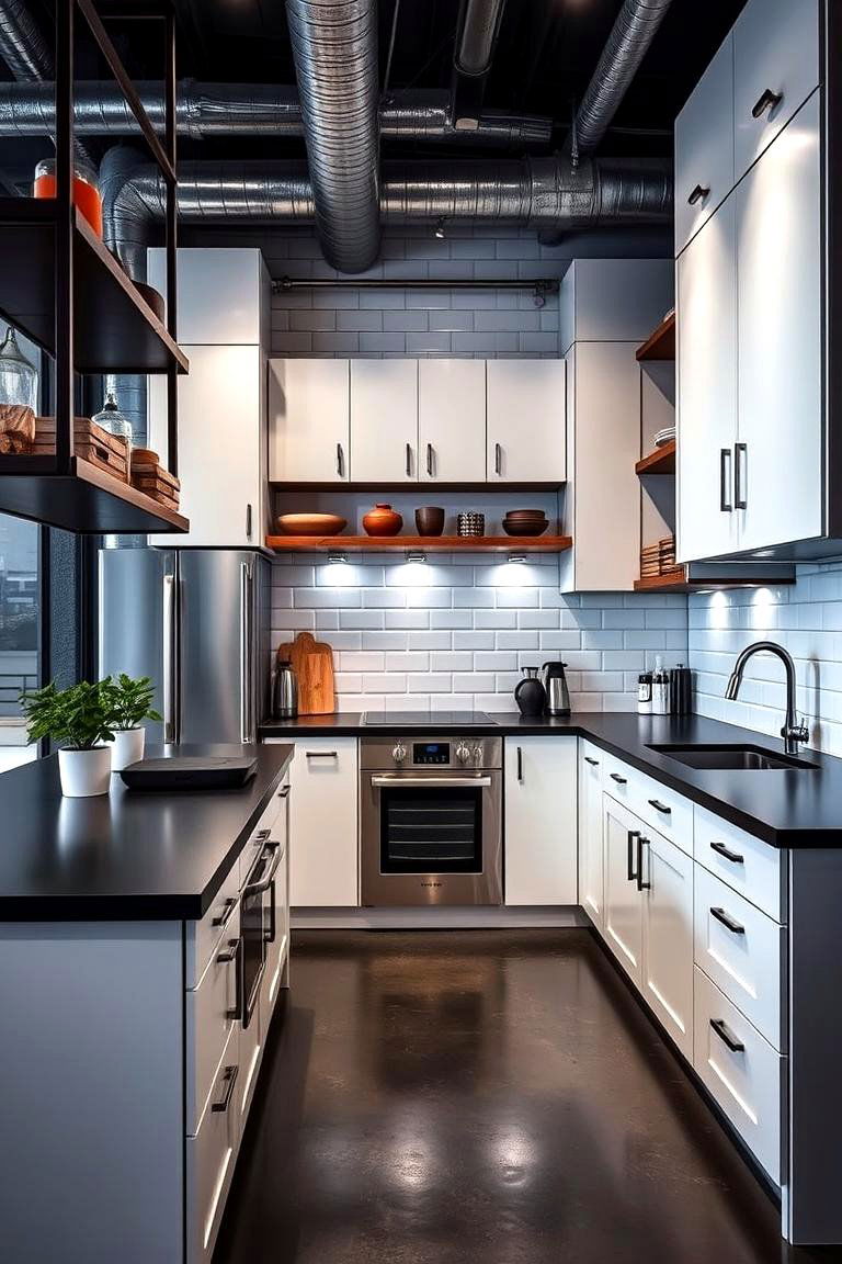Urban Modern Vibe - 24 Kitchen With White Cabinets and Black Countertops Ideas