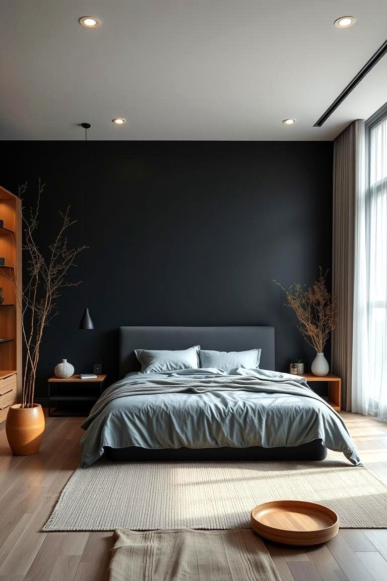 Urban Modern Zen - 24 Black Accent Wall Bedroom Ideas