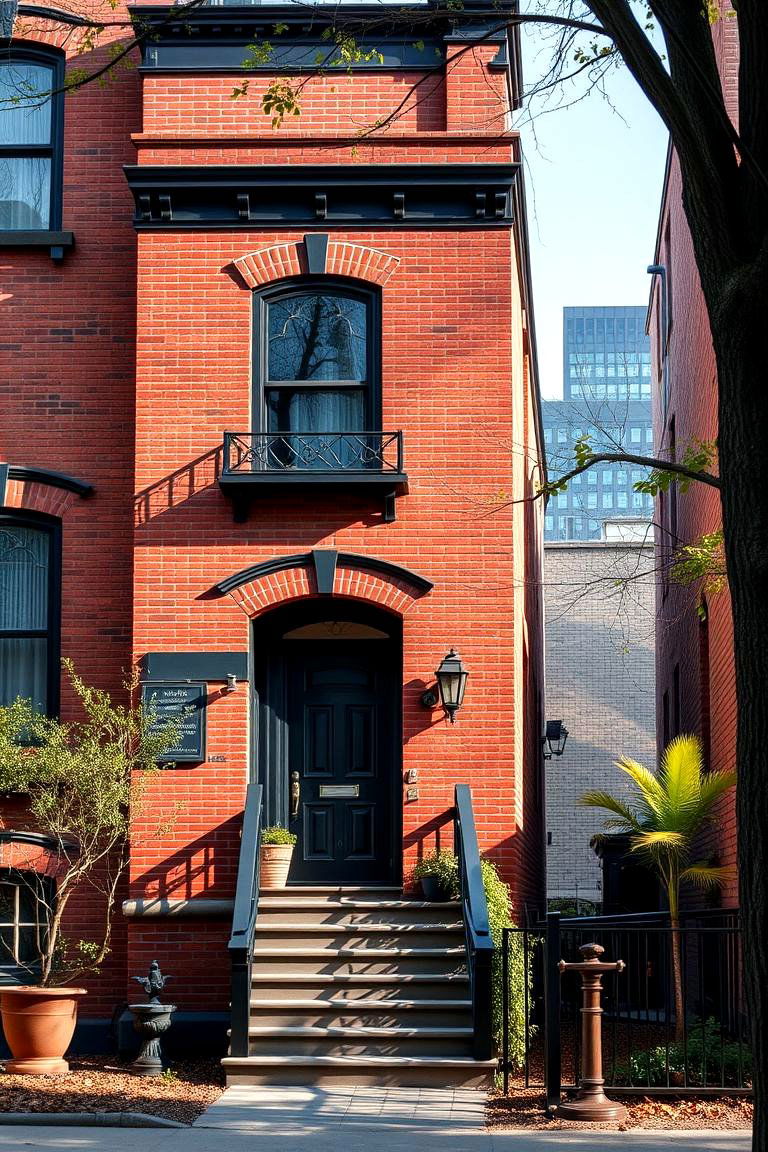 Urban Retreat Ambiance - 24 Red Brick House with Black Trim Design Ideas