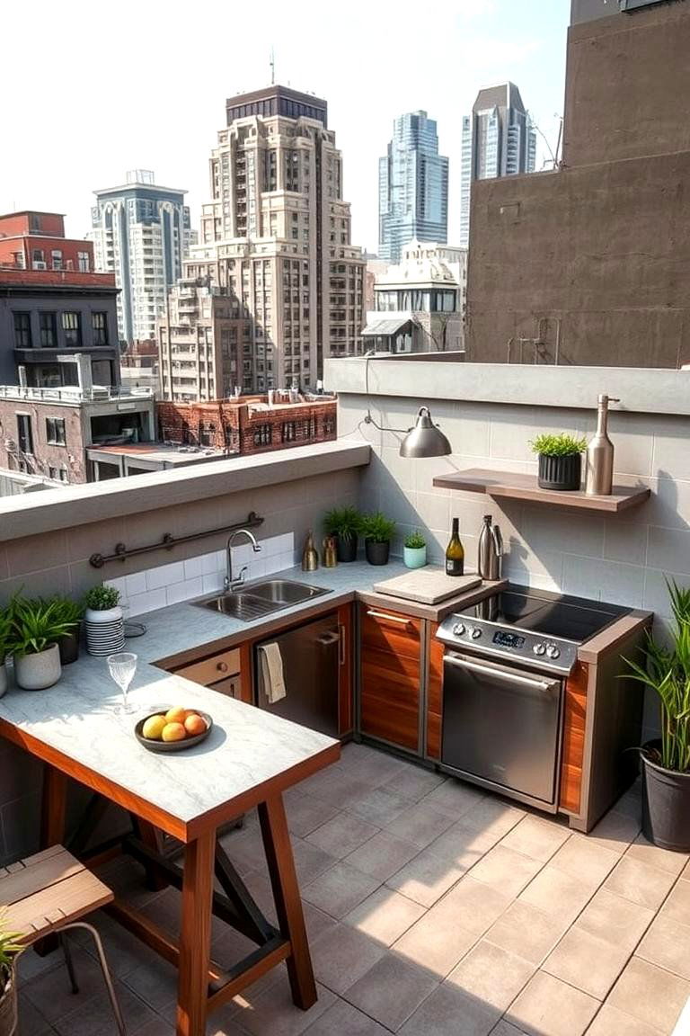 Urban Rooftop L Shaped Kitchen - 24 L Shaped Outdoor Kitchen Ideas