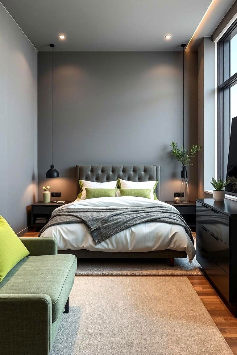 Urban Serenity - 24 Green and Grey Bedroom Ideas
