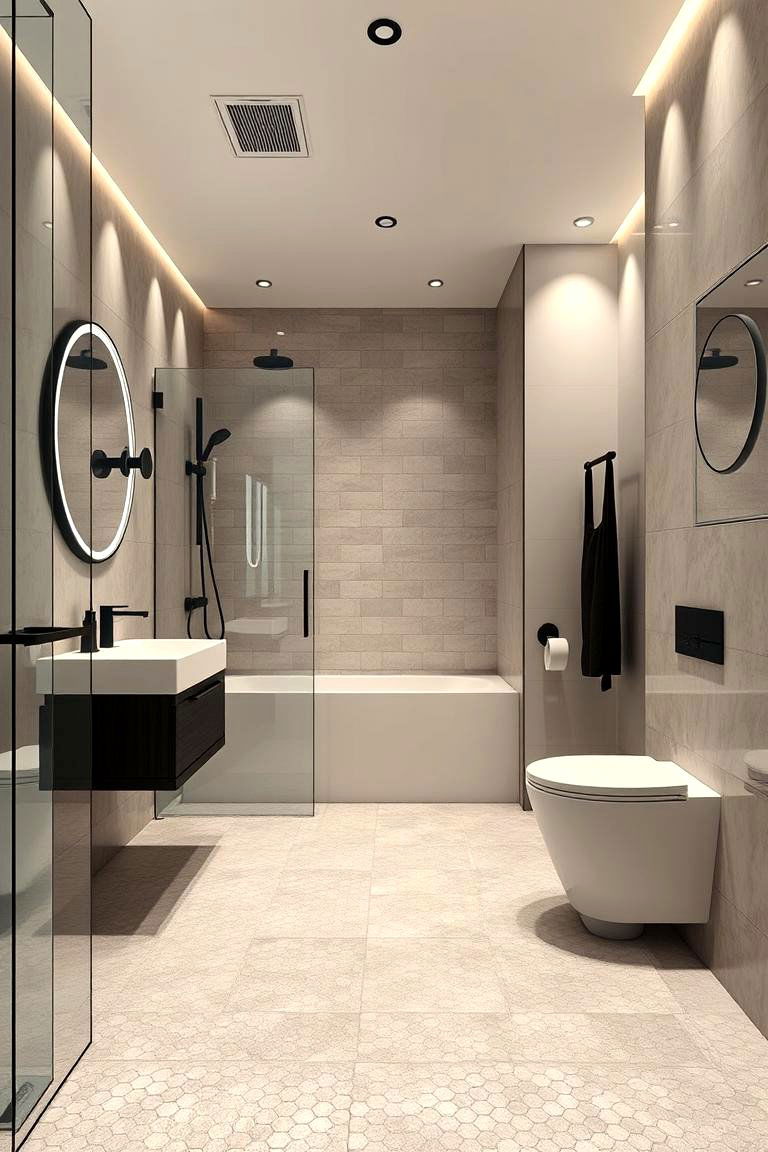 Urban Sophistication Unleashed - 24 Bathrooms With Hexagon Tile Floors