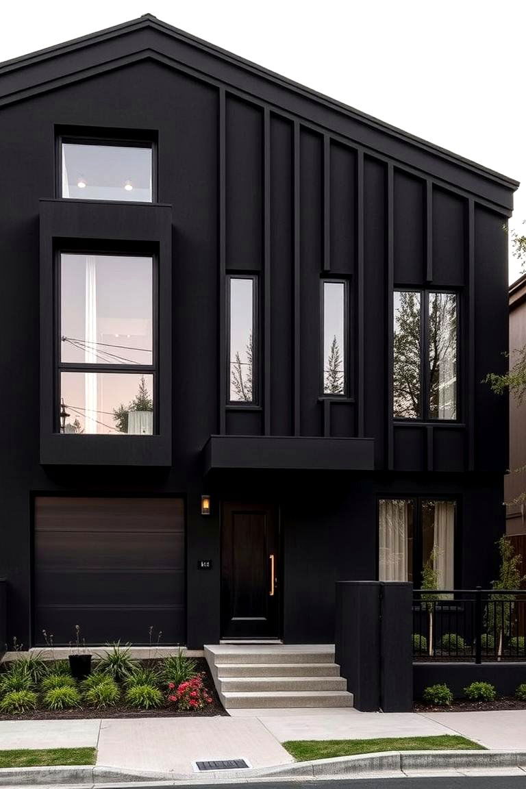 Urban Sophistication in Stucco - 24 Black Stucco House Ideas
