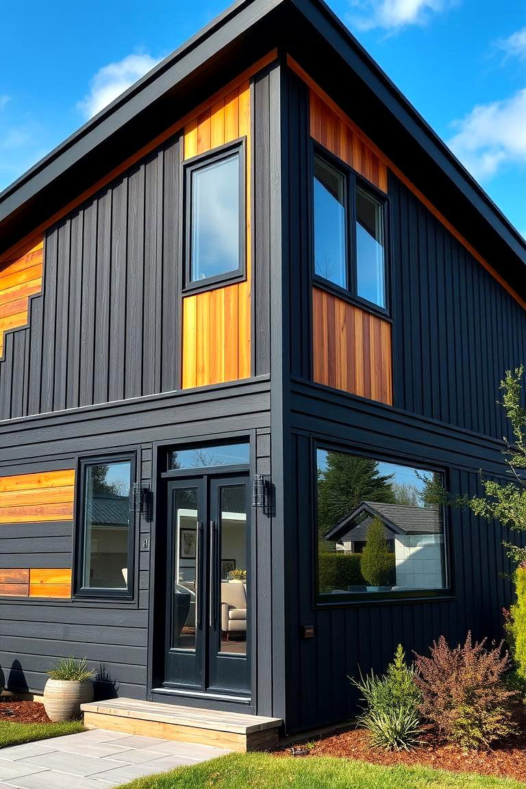 Urban Sophistication with Natural Flair - 24 Black House With Cedar Accents