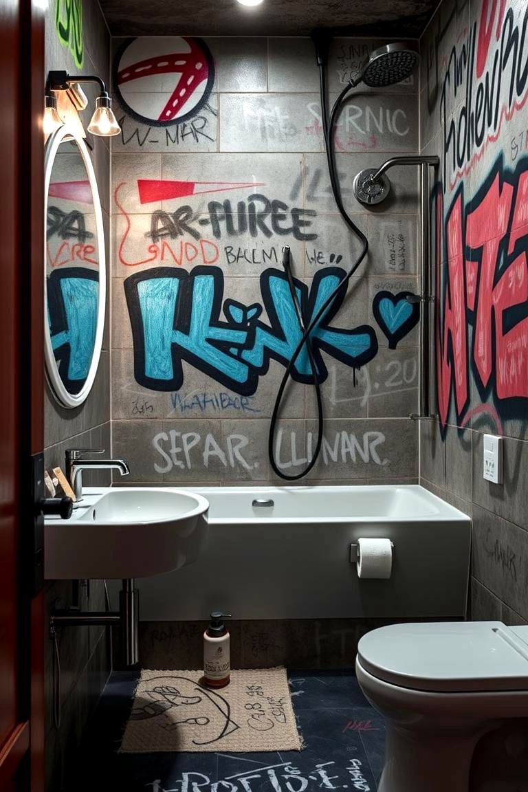 Urban Street Style Bathroom - 24 Boy Bathroom Ideas