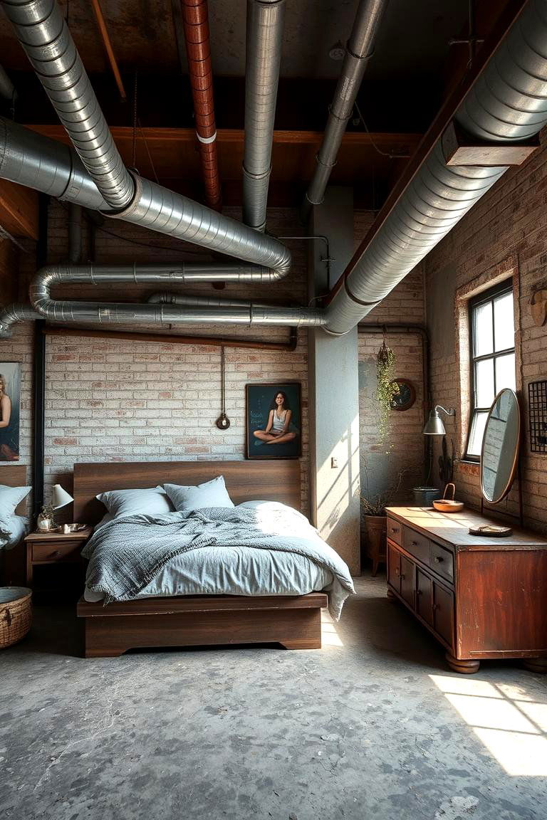 Urban Warehouse Vibe - 24 Industrial Bedroom Ideas