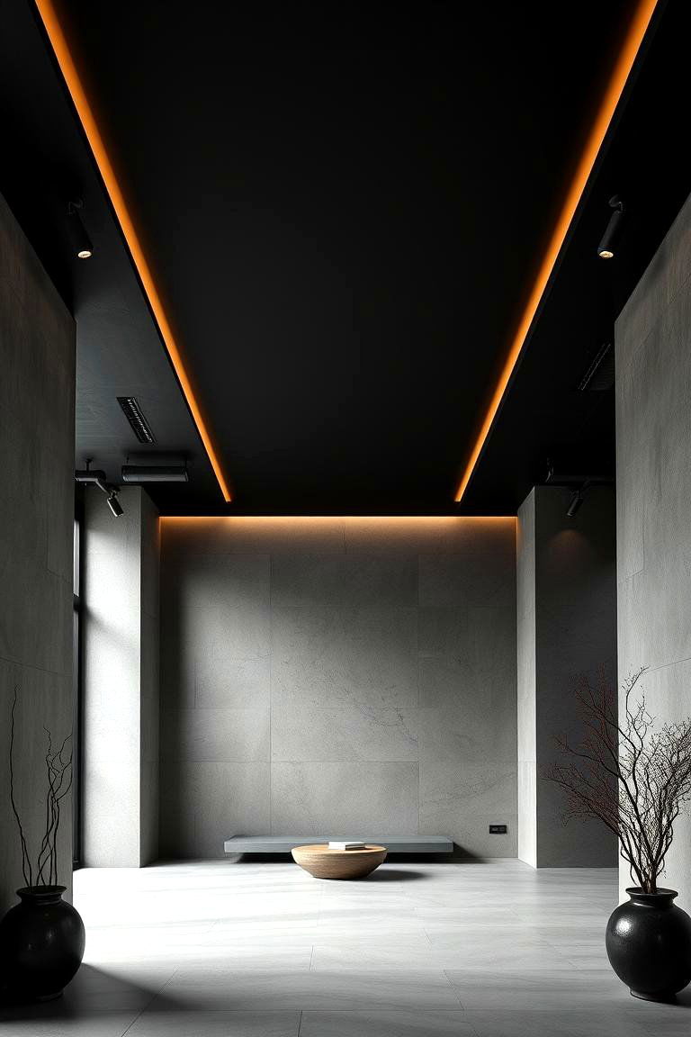 Urban Zen Sanctuary - 24 Black Ceiling With Grey Walls