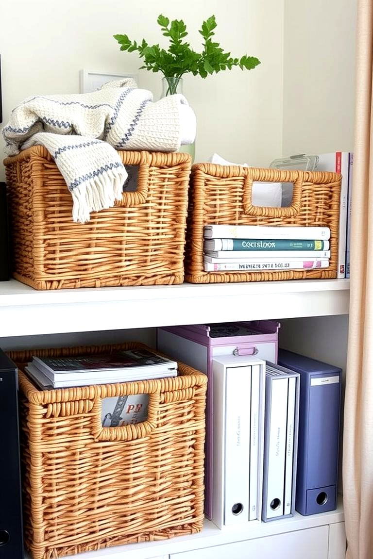 Use Baskets for Easy Access and Style - 24 Office Storage Ideas
