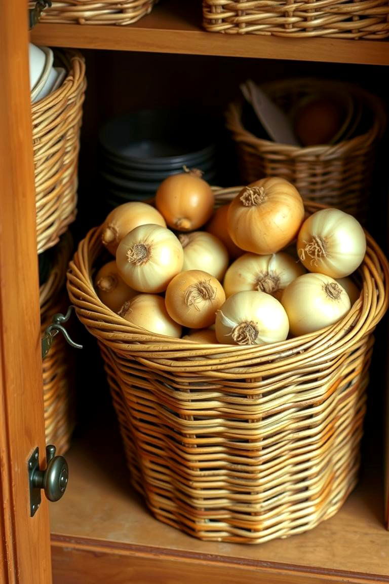 Use Baskets for Small Items - 24 Kitchen Cabinet Organization Ideas