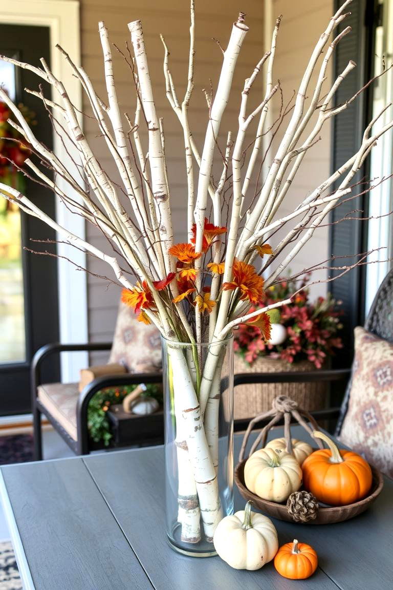 Use Birchwood Branches for Natural Appeal - 24 Fall Porch Decor Ideas
