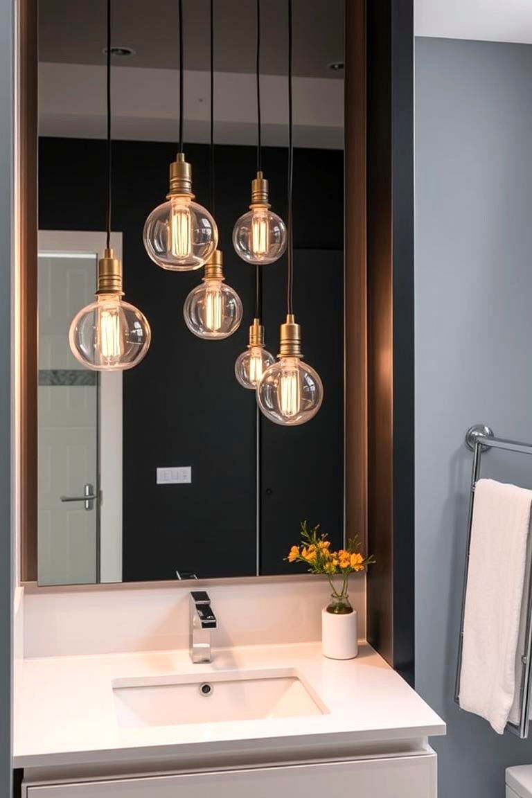 Use Bold Lighting Fixtures - 24 Bathroom Remodel Ideas