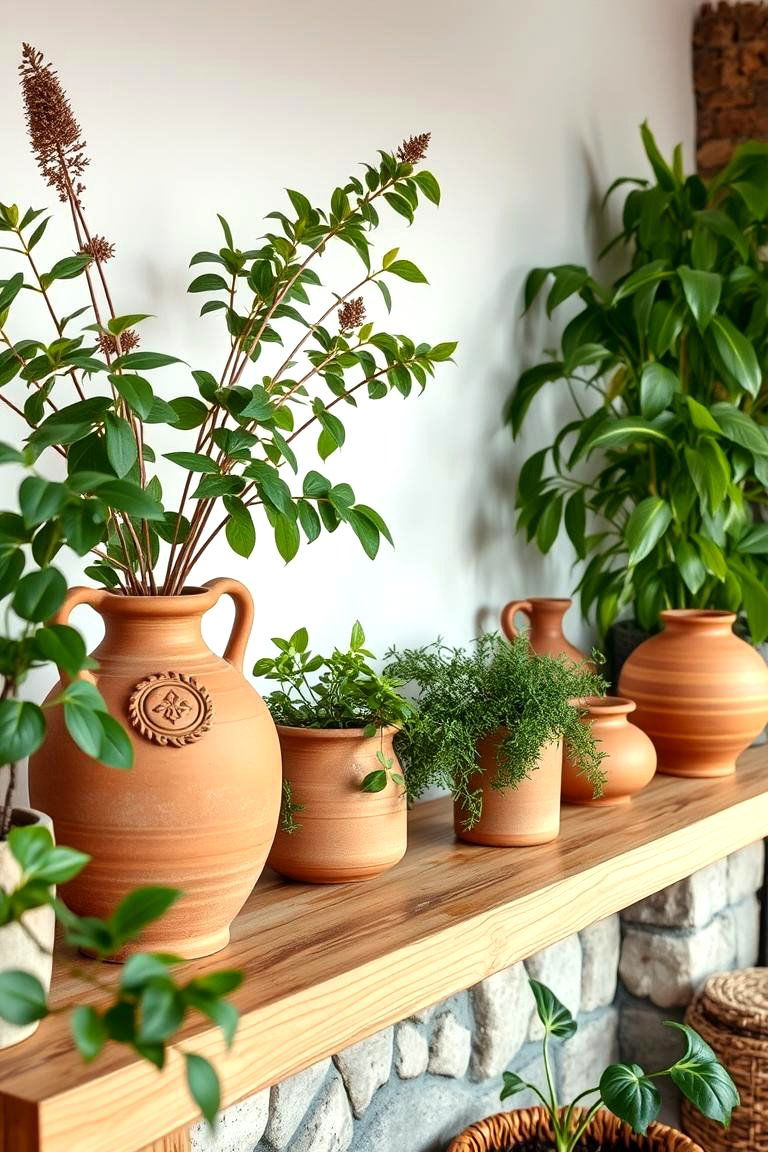 Use Clay and Terracotta Elements - 24 Natural Living Room Ideas