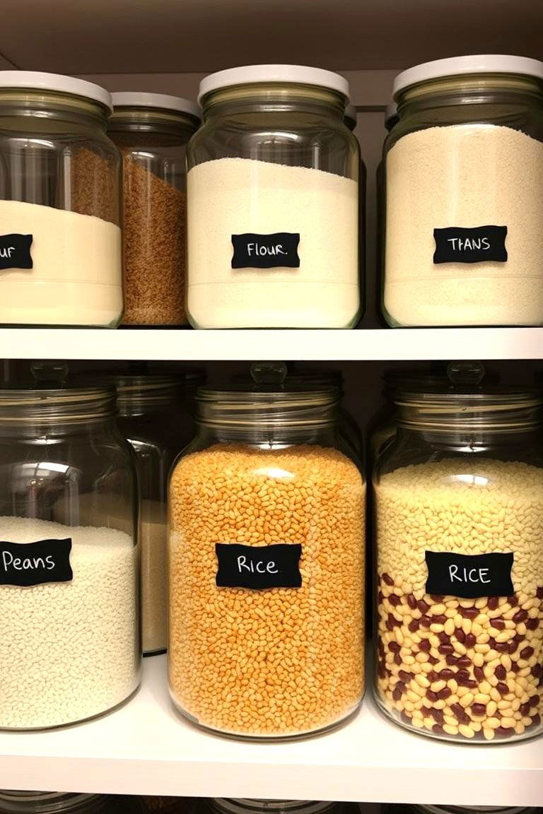 Use Clear Jars for Bulk Food Storage - 24 Larder Cupboard and Pantry Ideas for Your Kitchen