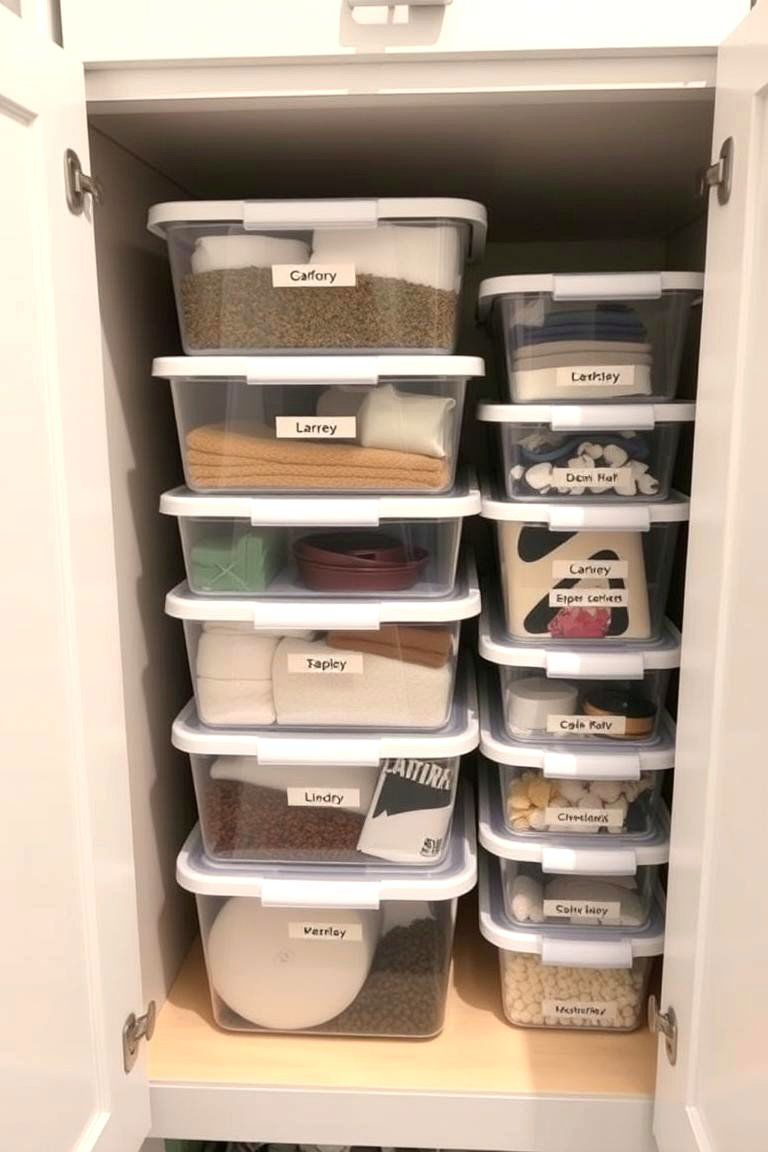 Use Clear Storage Containers for Small Items - 24 Laundry Room Storage Ideas