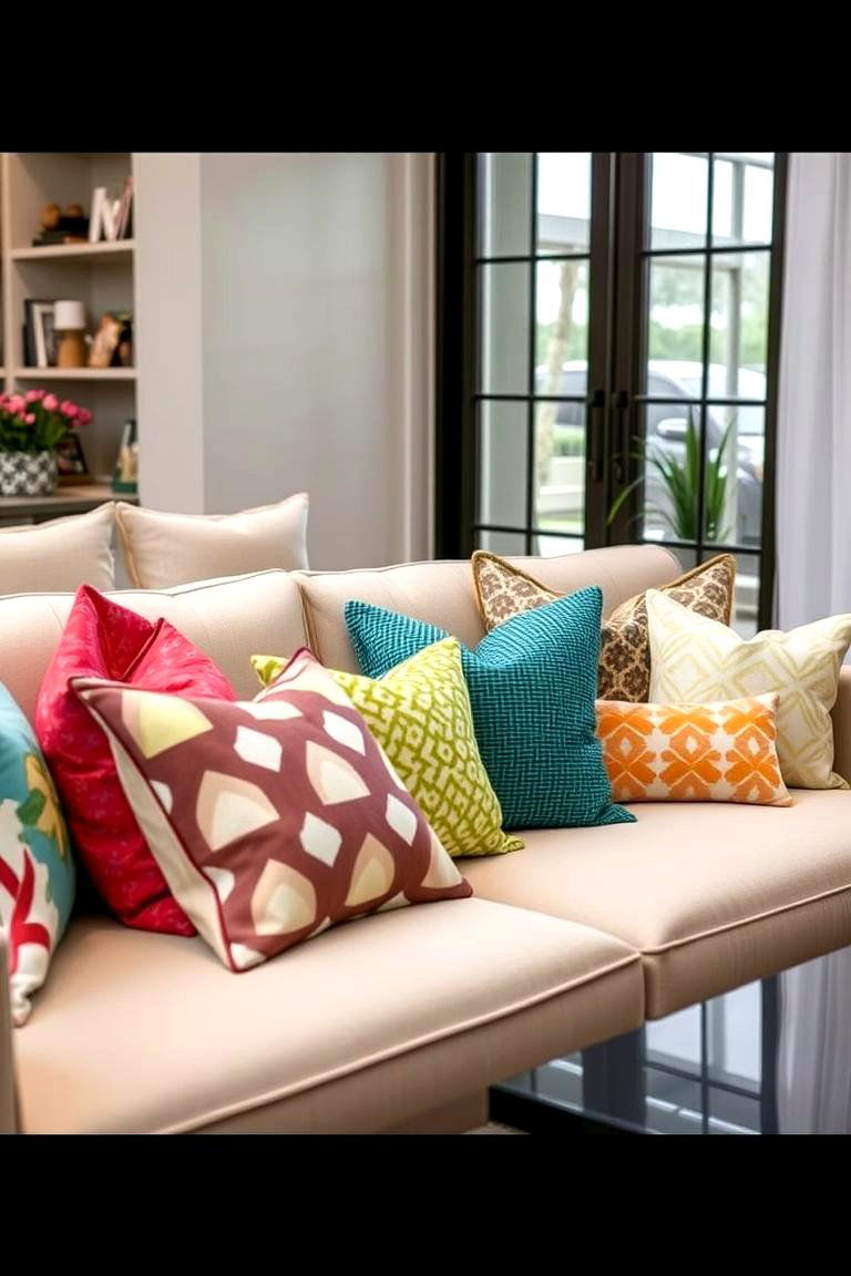 Use Colorful Throw Pillows - 24 Apartment Decorating Ideas