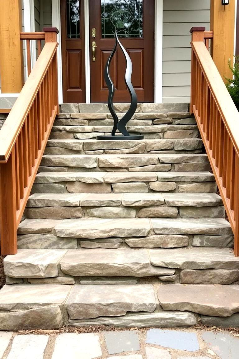 Use Contrasting Materials for Added Interest - 24 Front Step Ideas
