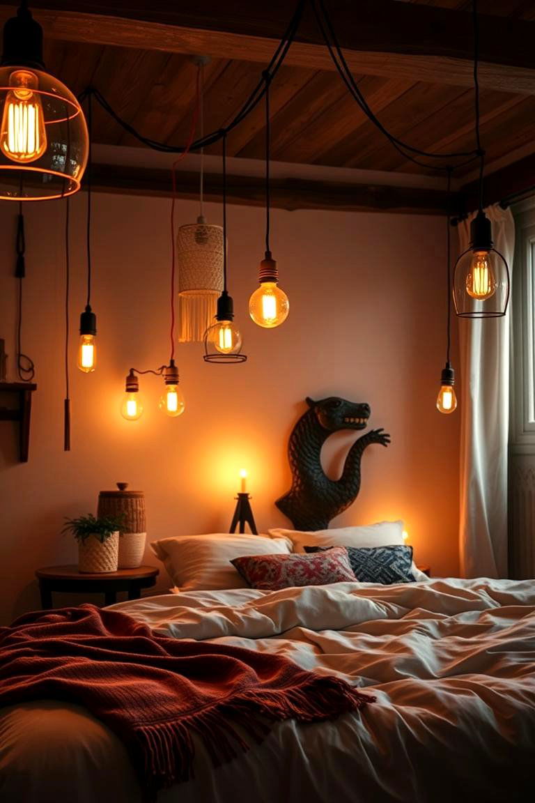 Use Creative Lighting to Set the Mood - 24 Small Boho Bedroom Ideas