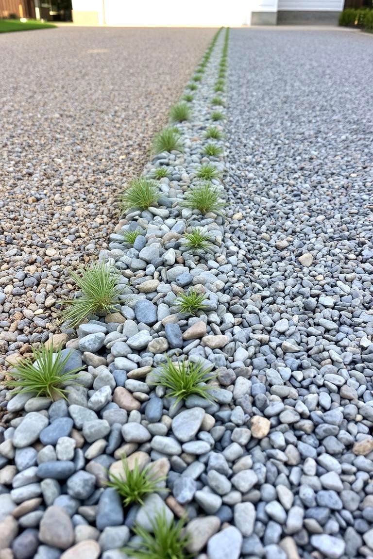 Use Decorative Gravel Borders - 24 Driveway Landscape Ideas