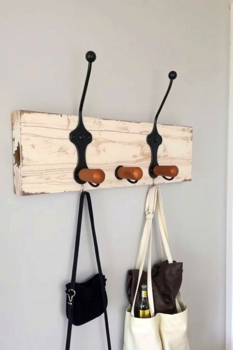 Use Decorative Wall Hooks - 24 Farmhouse Entryway Ideas
