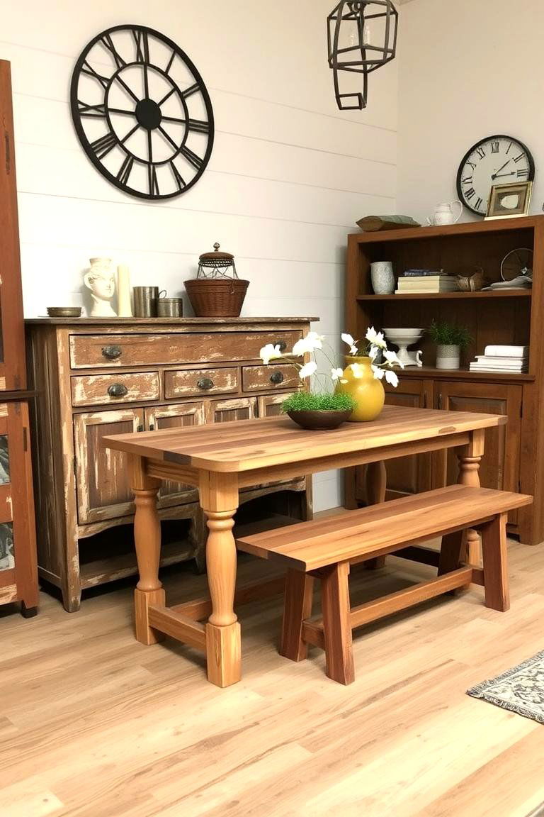 Use Distressed Furniture - 24 Farmhouse Entryway Ideas
