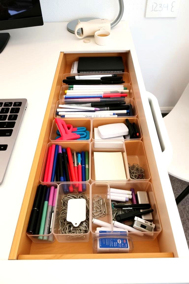 Use Drawer Organizers - 24 Desk Organization Ideas