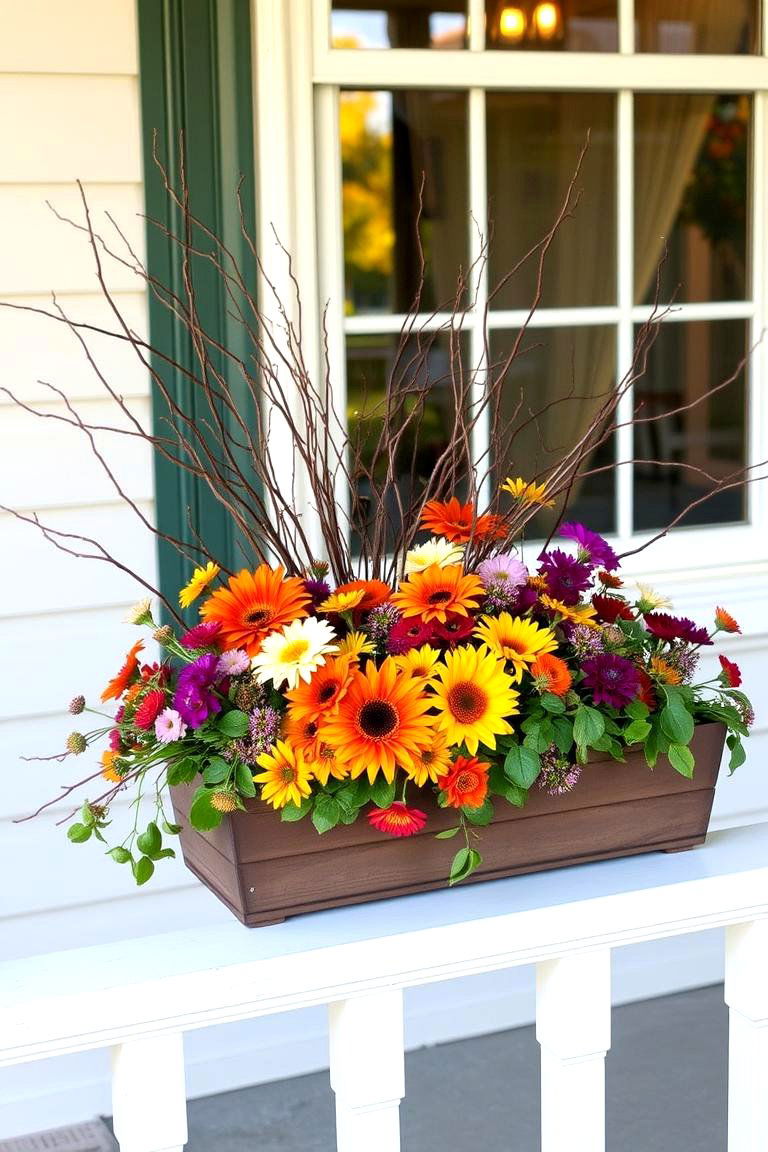 Use Fall Themed Window Boxes - 24 Fall Porch Decor Ideas