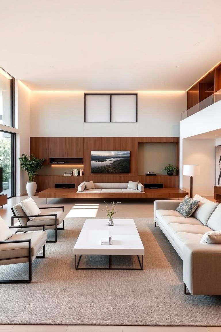 Use Floating Furniture for Flexibility - 24 Awkward Living Room Layout Ideas
