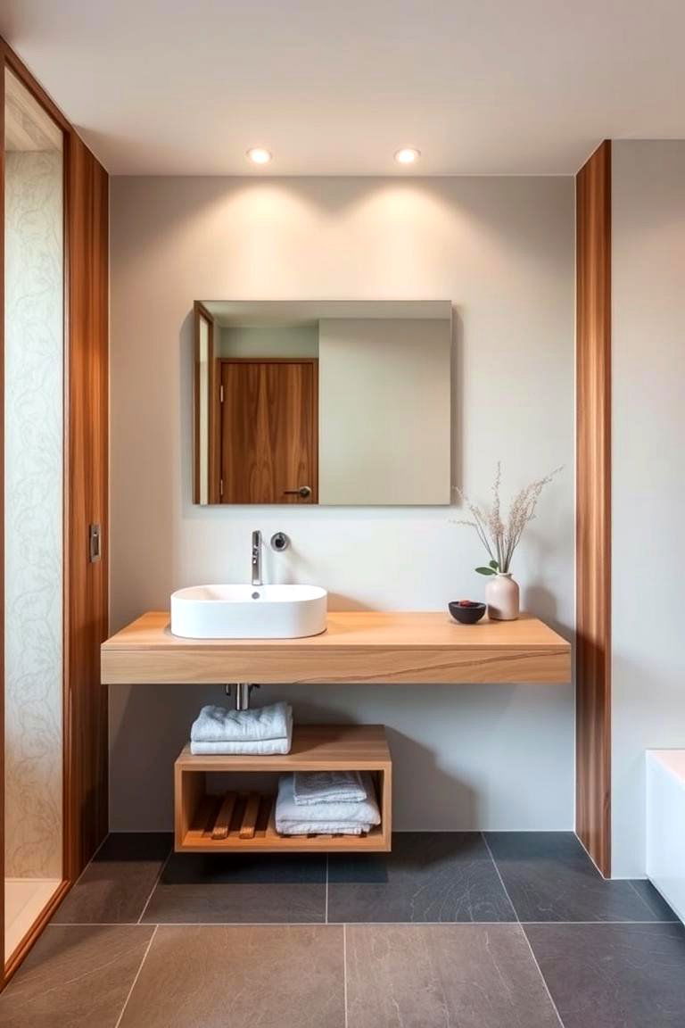 Use Floating Vanities for a Sleek Contemporary Look - 24 Half Bathroom Ideas