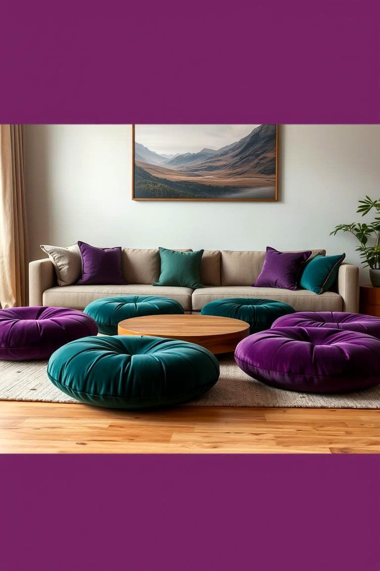 Use Floor Pillows for Casual Seating - 24 Witchy Living Room Ideas