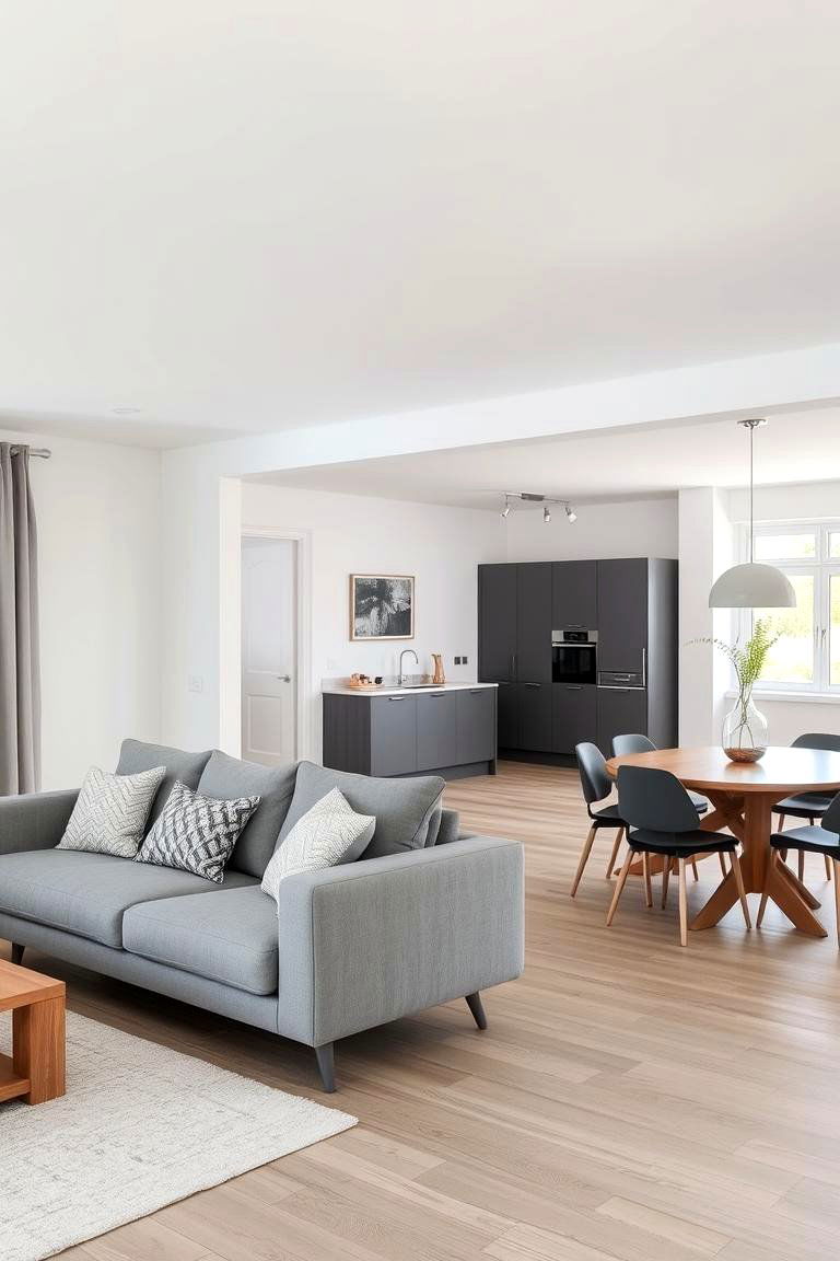 Use Grey to Define Zones in an Open Plan Space - 24 Grey Living Room Ideas